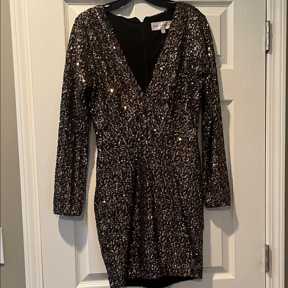 Dress the Population Sequin Gold and Black Dress